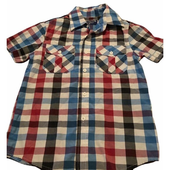 Roadblock Boys Button Down Plaid Shirt Size S/8  Short Sleeve Multicolor Pockets - Picture 1 of 4